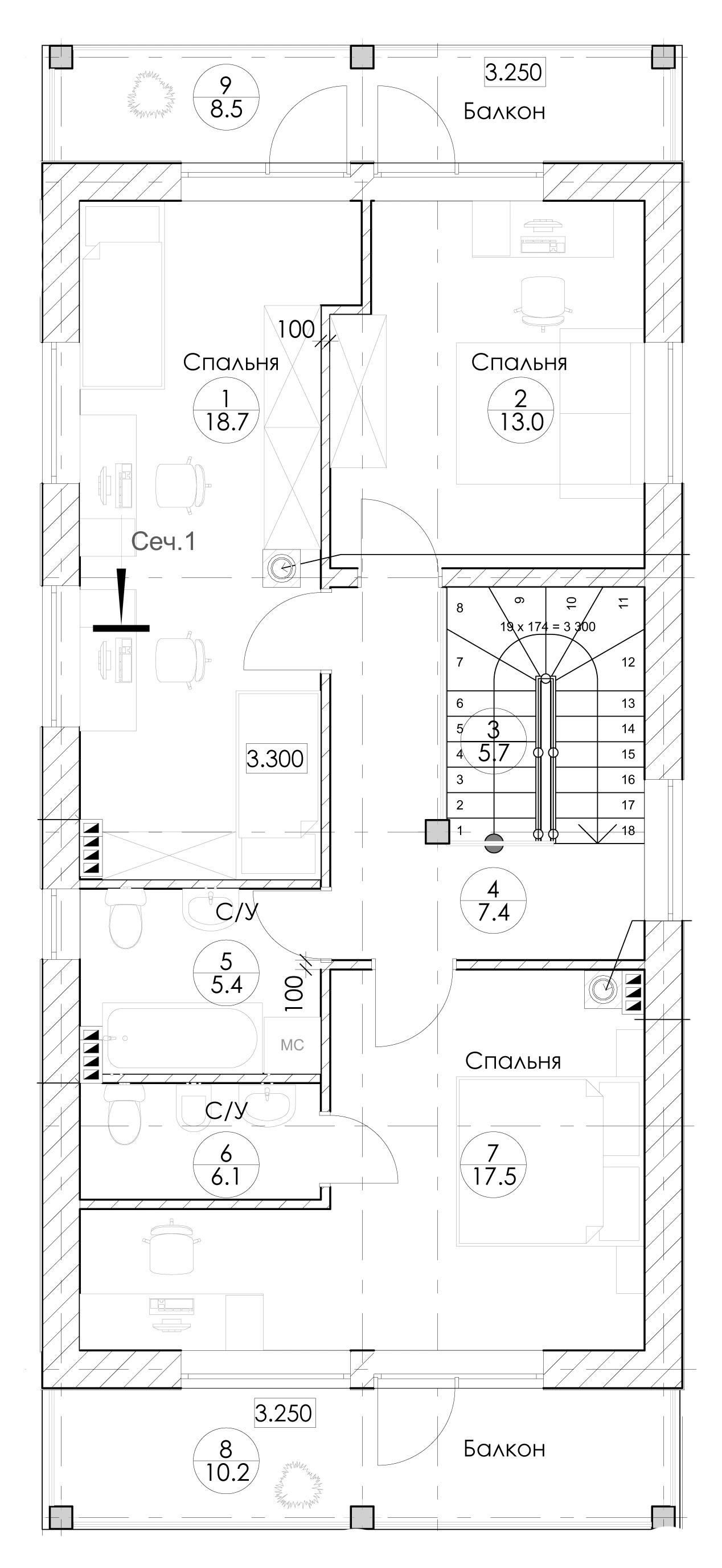Планировка проекта дома №h-1137 H-1137_p2.webp