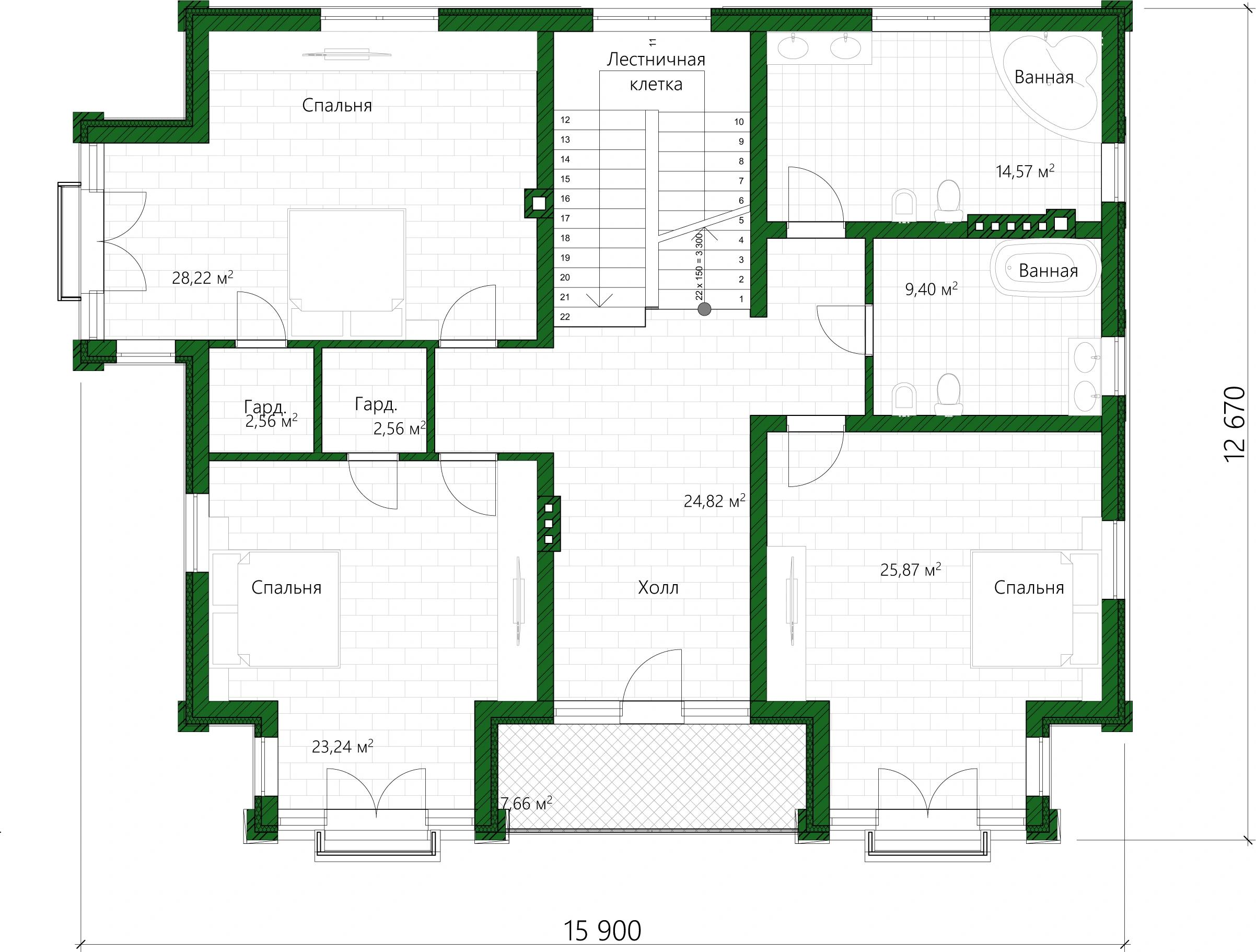 Планировка проекта дома №h-1138 H-1138_p2.webp