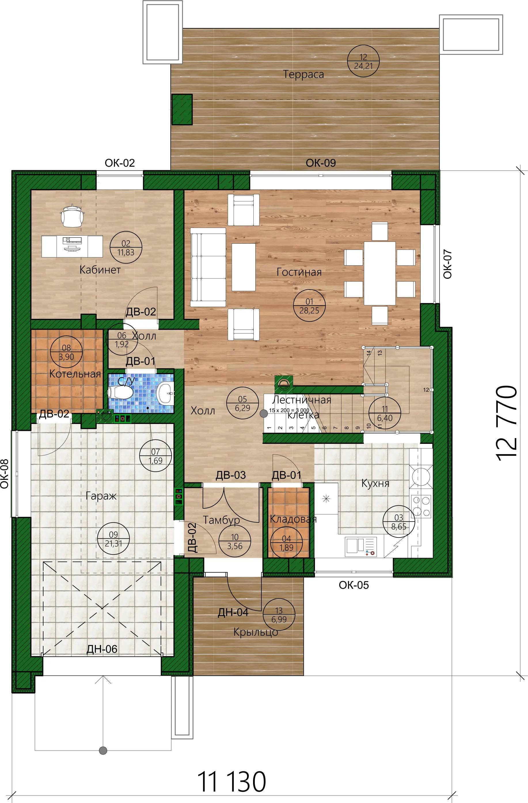 Планировка проекта дома №h-1517 H-1517_p1.webp