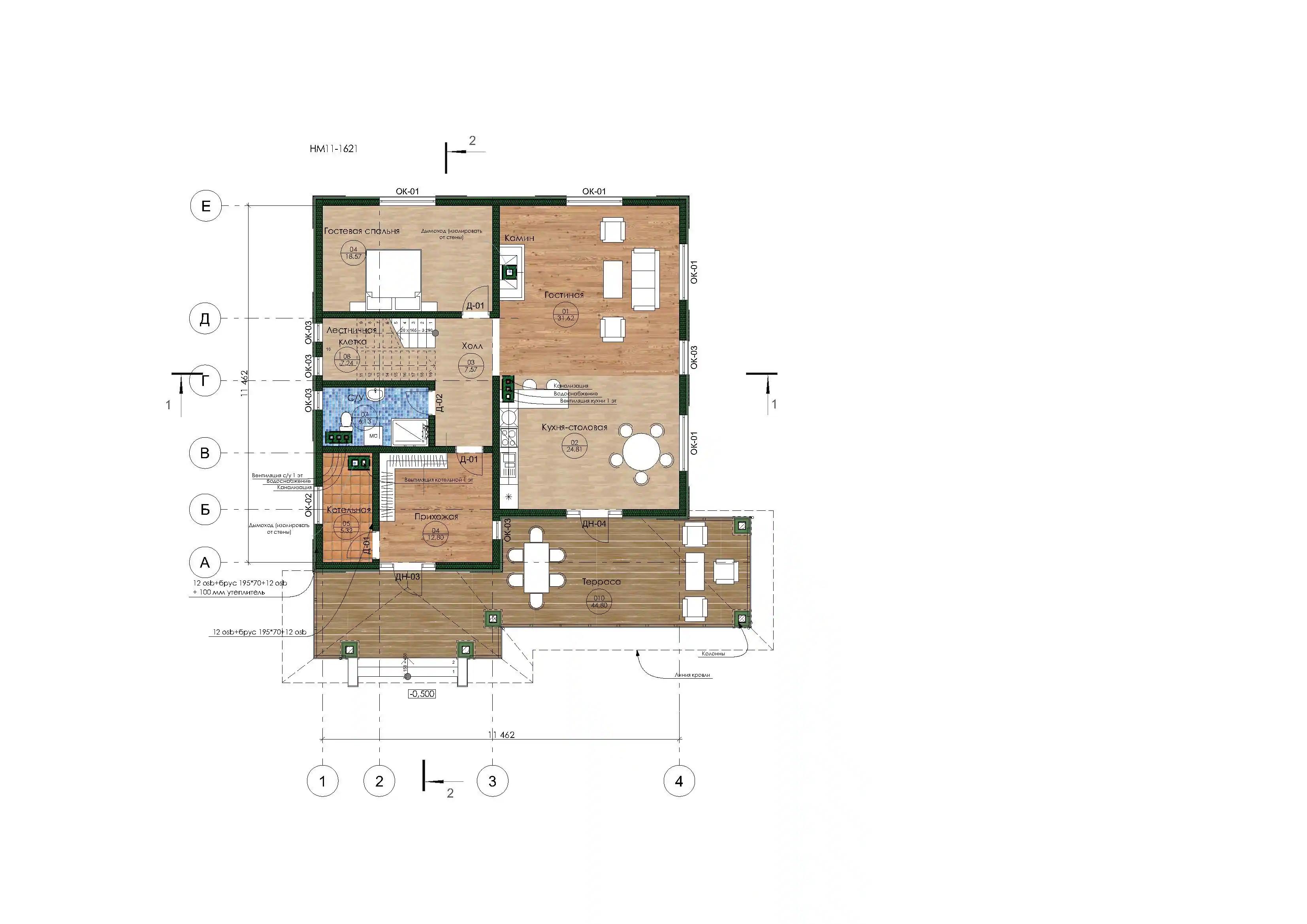 Планировка проекта дома №h-1621 proect-1621_p1_result.webp