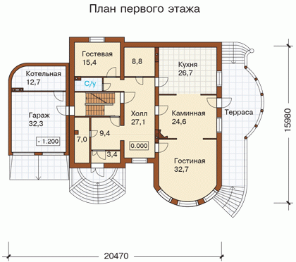 Планировка проекта дома №l-474-1p l-474-1p-p1.gif