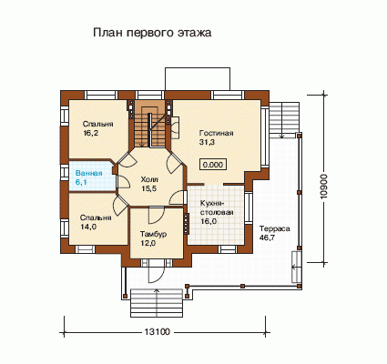 Планировка проекта дома №m-373-1k m-373-1k-p1.gif