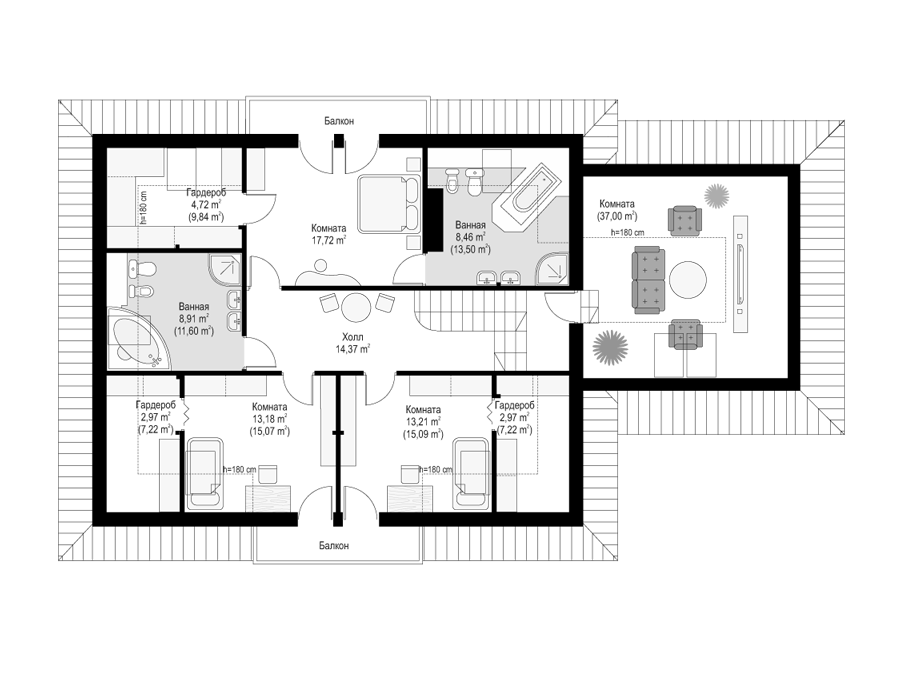 Планировка проекта дома №mp-039 proect_mp-039-pl3.jpg