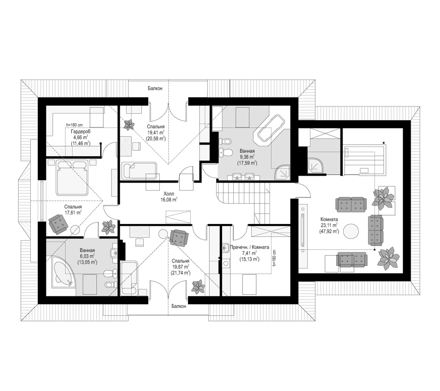 Планировка проекта дома №mp-042 proect_mp-042-pl3.jpg