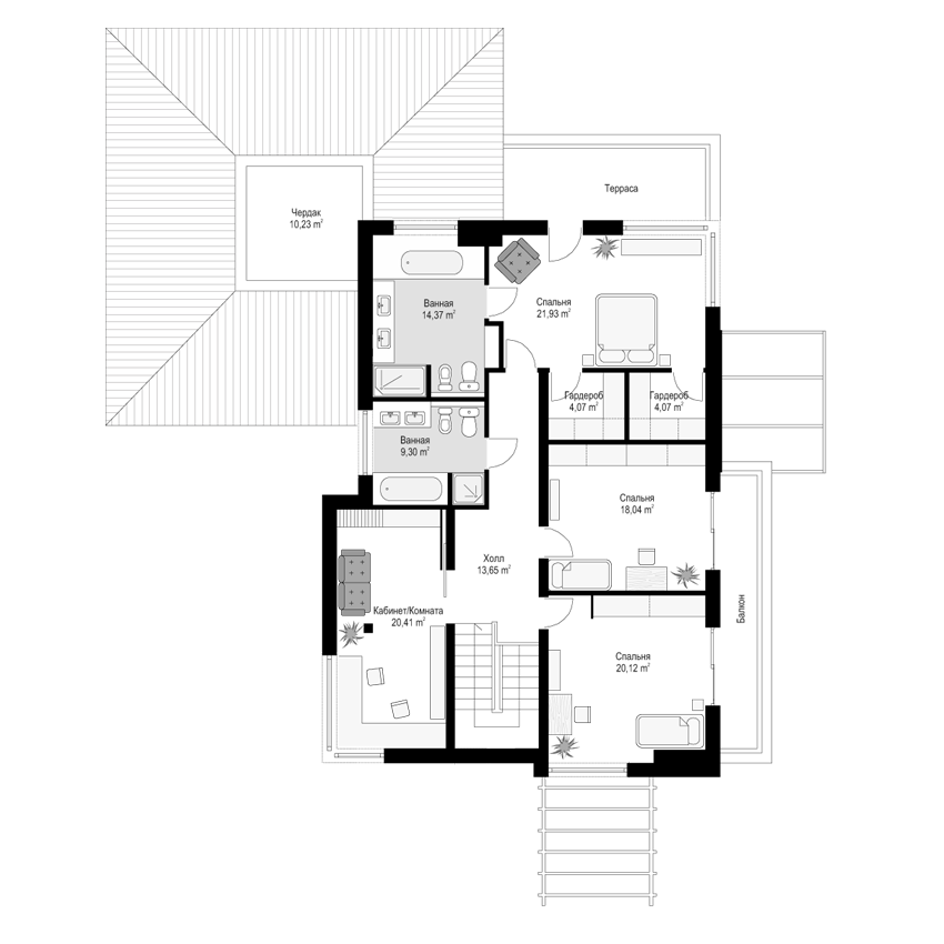 Планировка проекта дома №mp-437 proect_mp-437-pl3.jpg