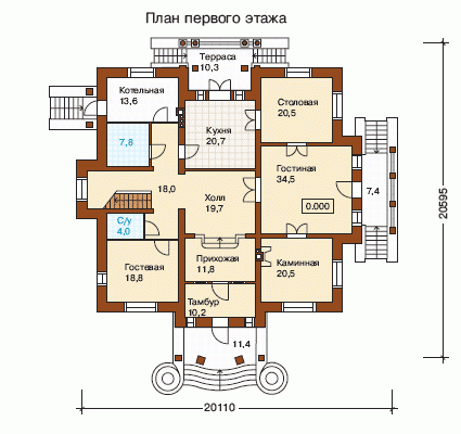 Планировка проекта дома №s-419-1k s-419-1k-p1.gif