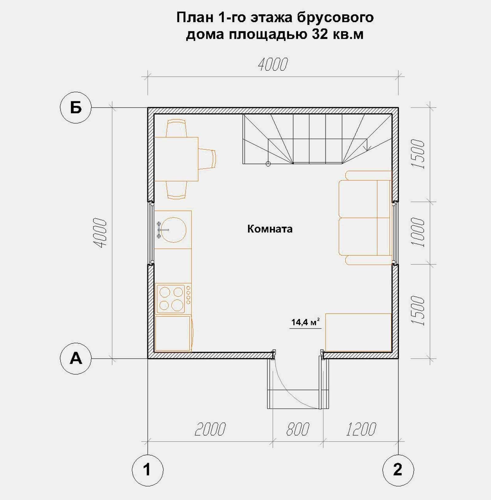 дом 4 на 4 двухэтажный планировка