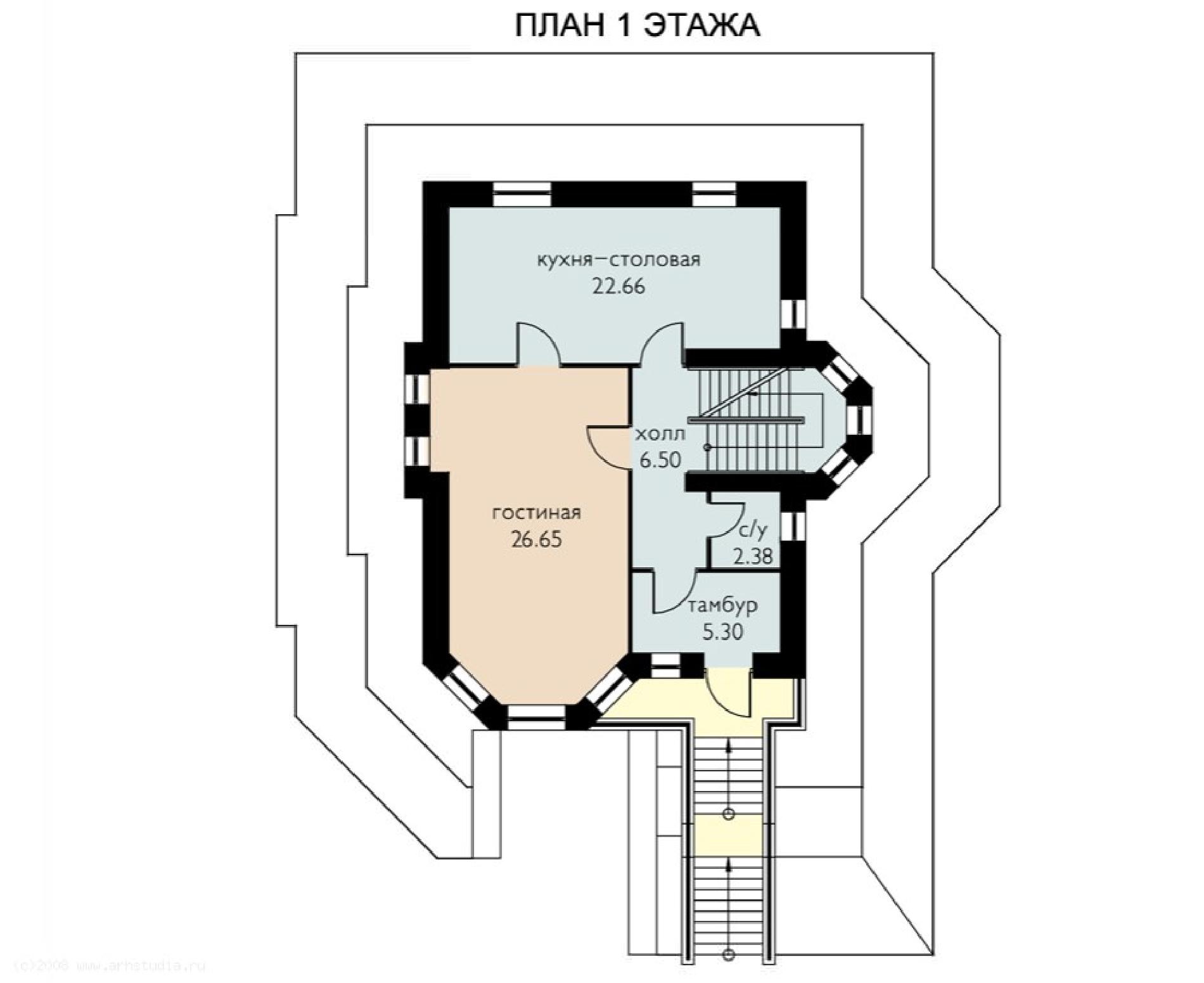 Планировка проекта дома №197-77 197-77_p1.jpg