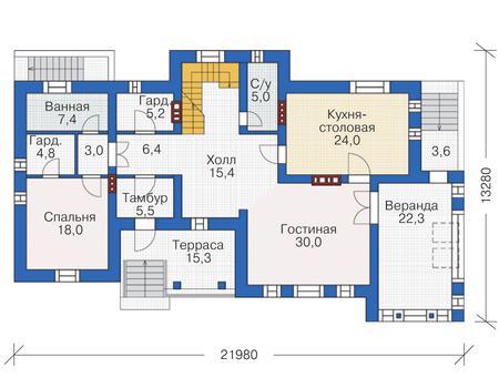 Планировка проекта дома №55-68 55-68_1.jpg