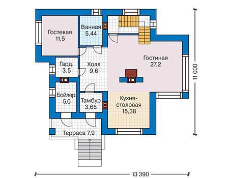 Планировка проекта дома №59-33 59-33_1.jpg