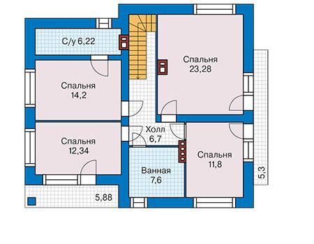 Планировка проекта дома №60-94 60-95_m.jpg