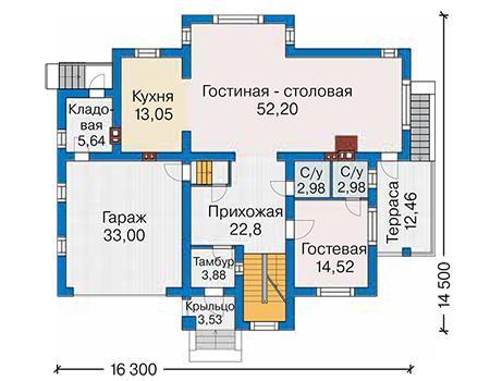 Планировка проекта дома №61-94 61-94_1.jpg