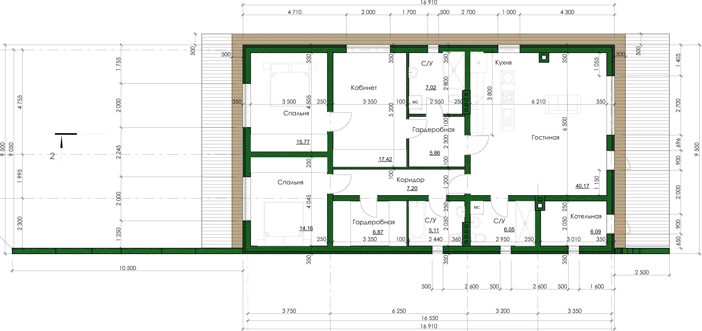 Планировка проекта дома №h-1257 H-1257_p1.webp