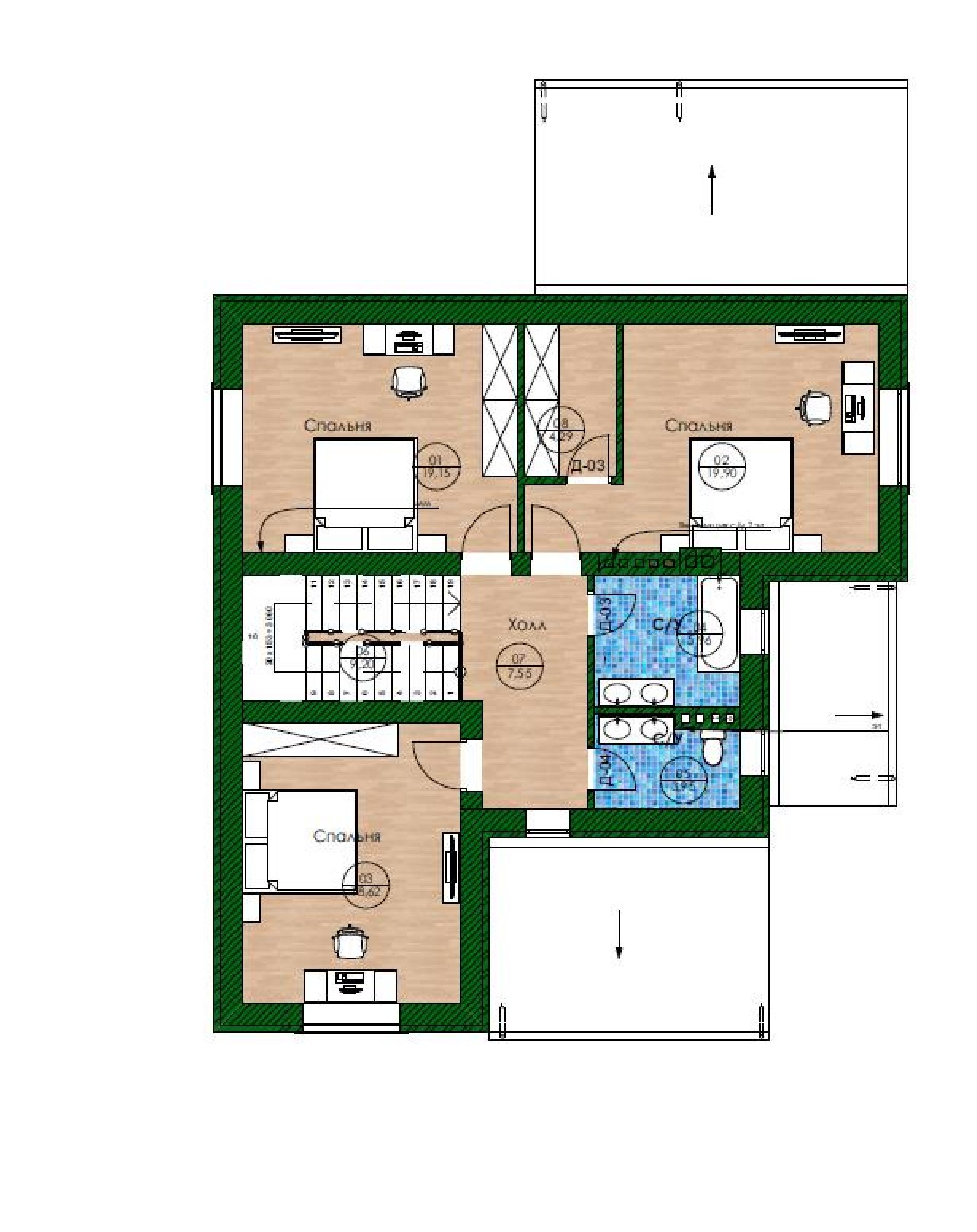 Планировка проекта дома №h-1305-2 h-1305_p2-min.jpg