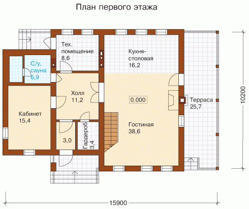 Планировка проекта дома №h-194-1p h-194-1p-p1.gif