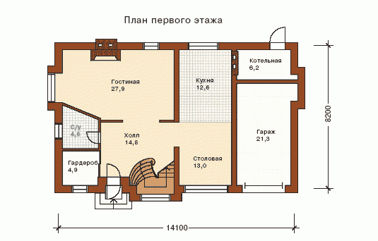 Планировка проекта дома №h-229-1p h-229-1p-p1.gif