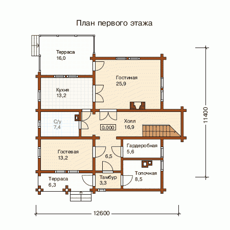 Планировка проекта дома №i-190-1d i-190-1d-p1.gif