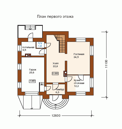 Проект двухэтажного кирпичного дома 32-98 :: Проекты домов и коттеджей Plans.ru