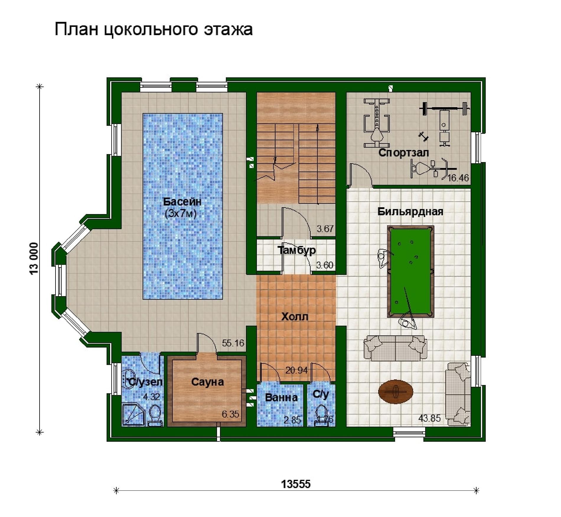 План дома двухэтажного с цокольным этажом
