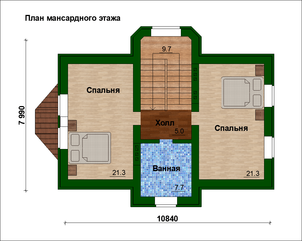 Проект дома с цокольным этажом 8 на 8