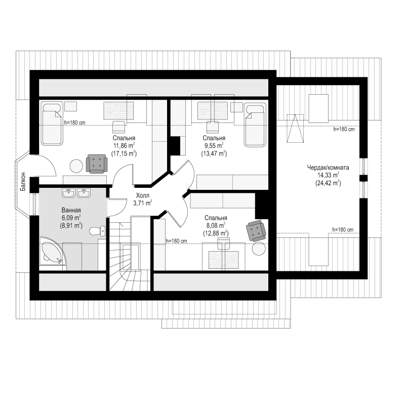 Планировка проекта дома №mp-054 proect_mp-054-pl3.jpg