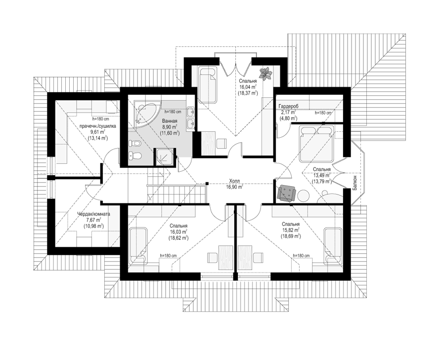 Планировка проекта дома №mp-334 proect_mp-334-pl3.jpg