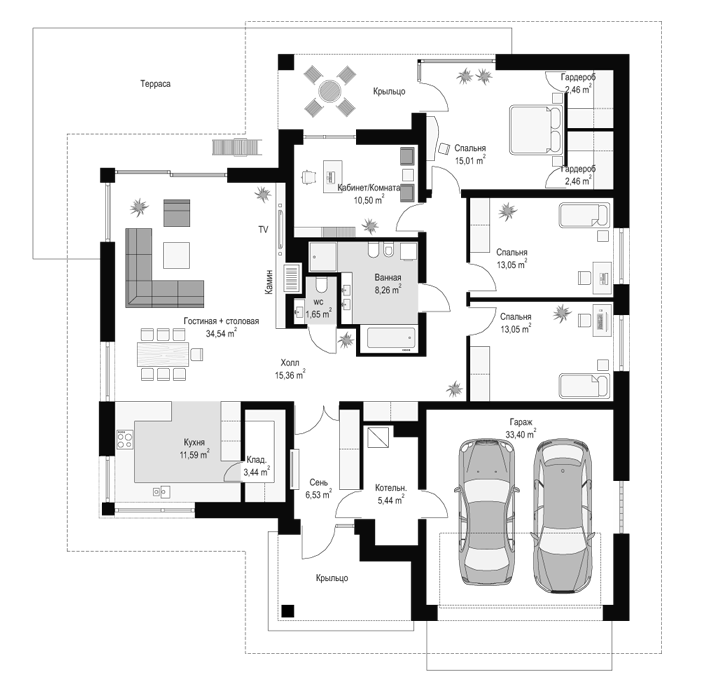 Планировка проекта дома №mp-353 proect_mp-353-pl1.jpg