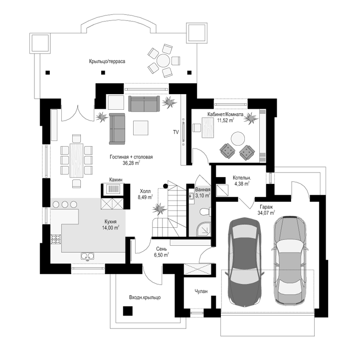 Планировка проекта дома №mp-394 proect_mp-394-pl1.jpg