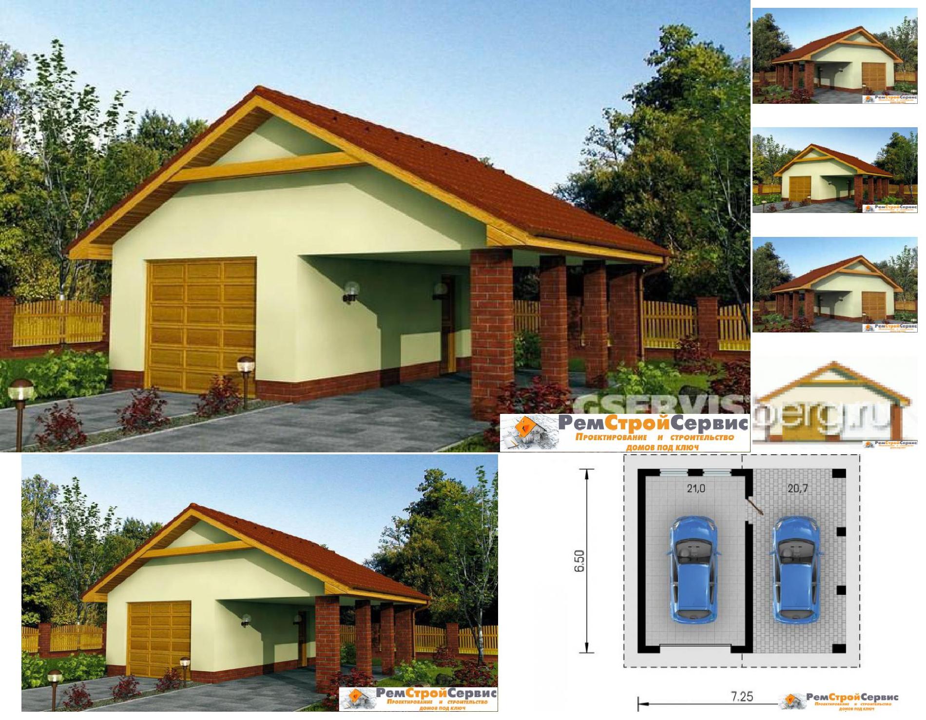 проект гаража с навесом