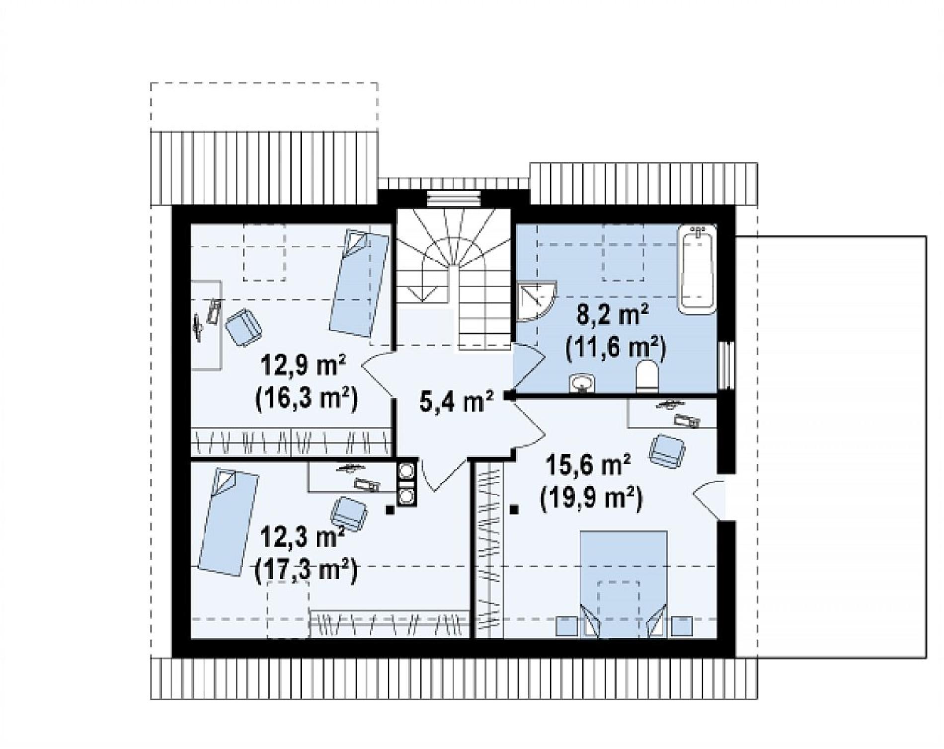 Планировка проекта дома №z127 Z127_rzut2.png