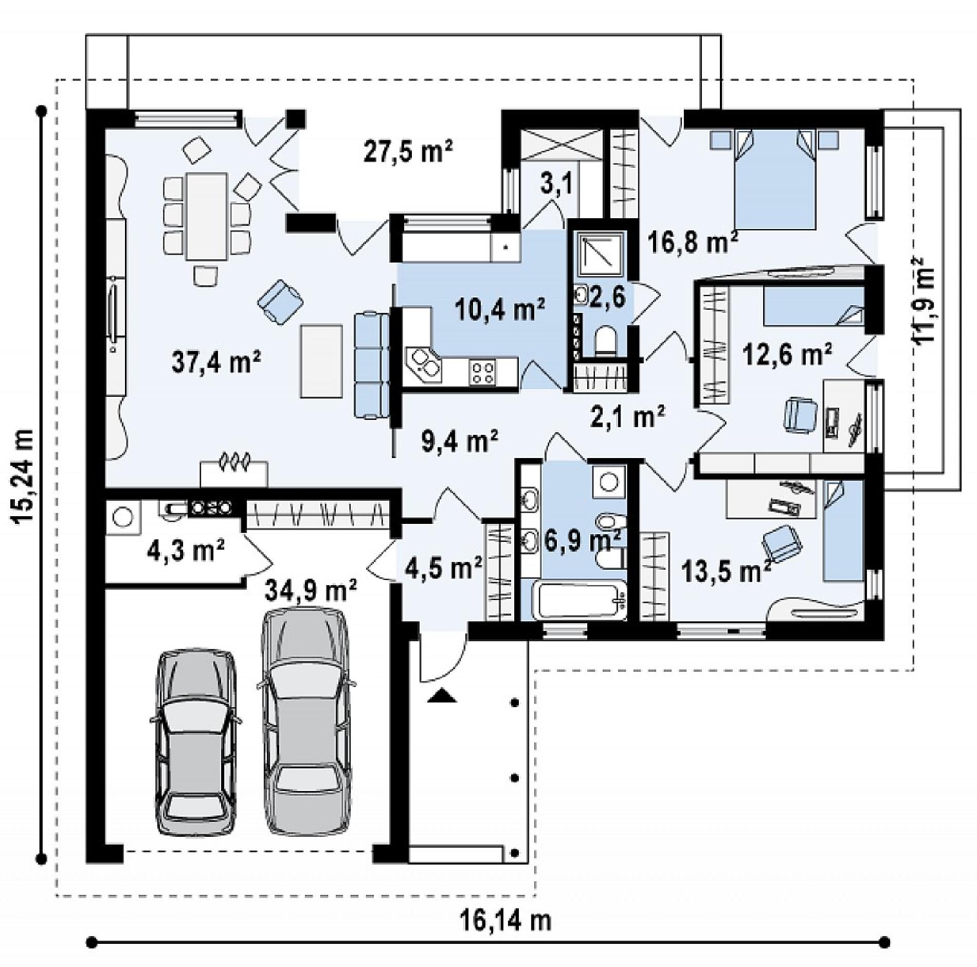 Планировка проекта дома №z144 Z144_rzut1.png