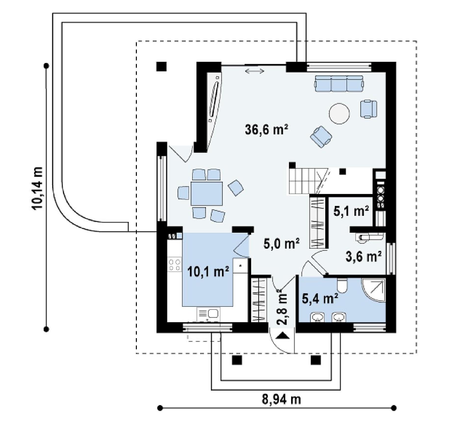 Планировка проекта дома №z145 Z145_rzut1.png