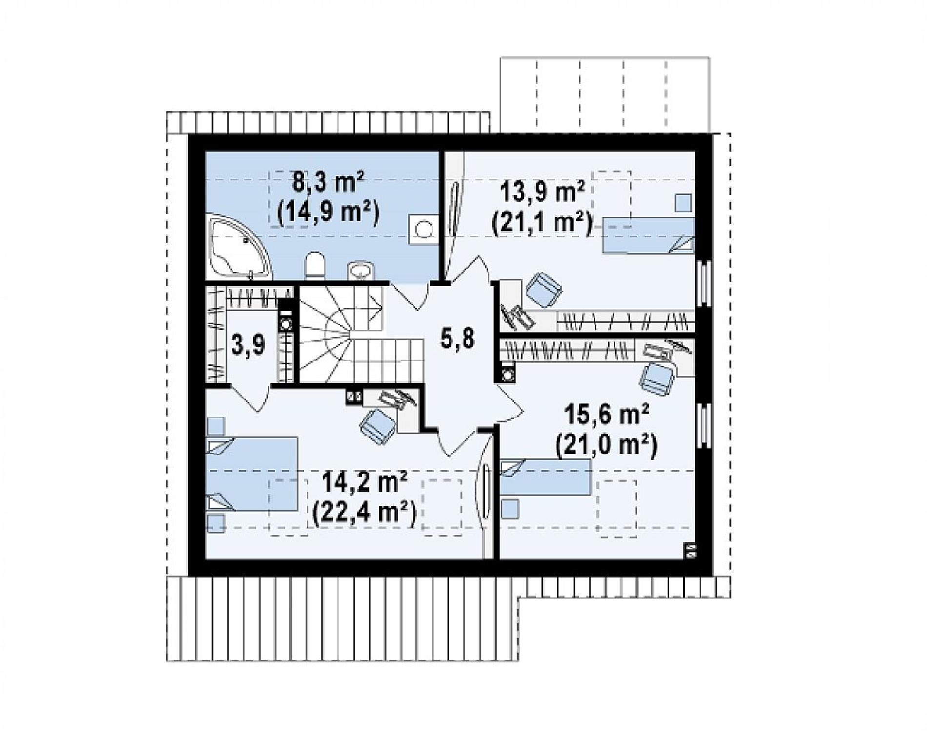 Планировка проекта дома №z148 Z148_rzut2.png