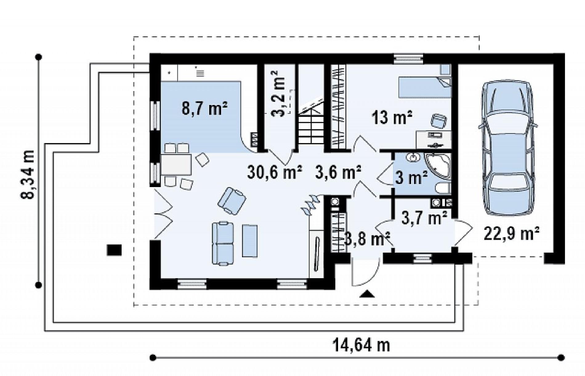 Планировка проекта дома №z149 Z149_rzut1.png