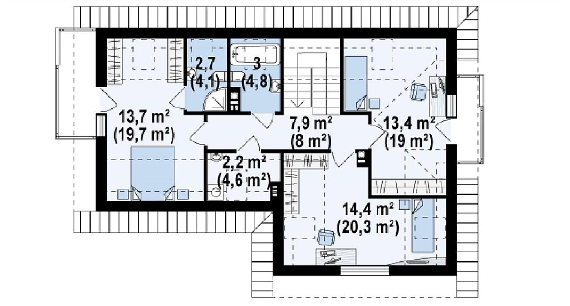 Планировка проекта дома №z150 Z150_rzut2.png