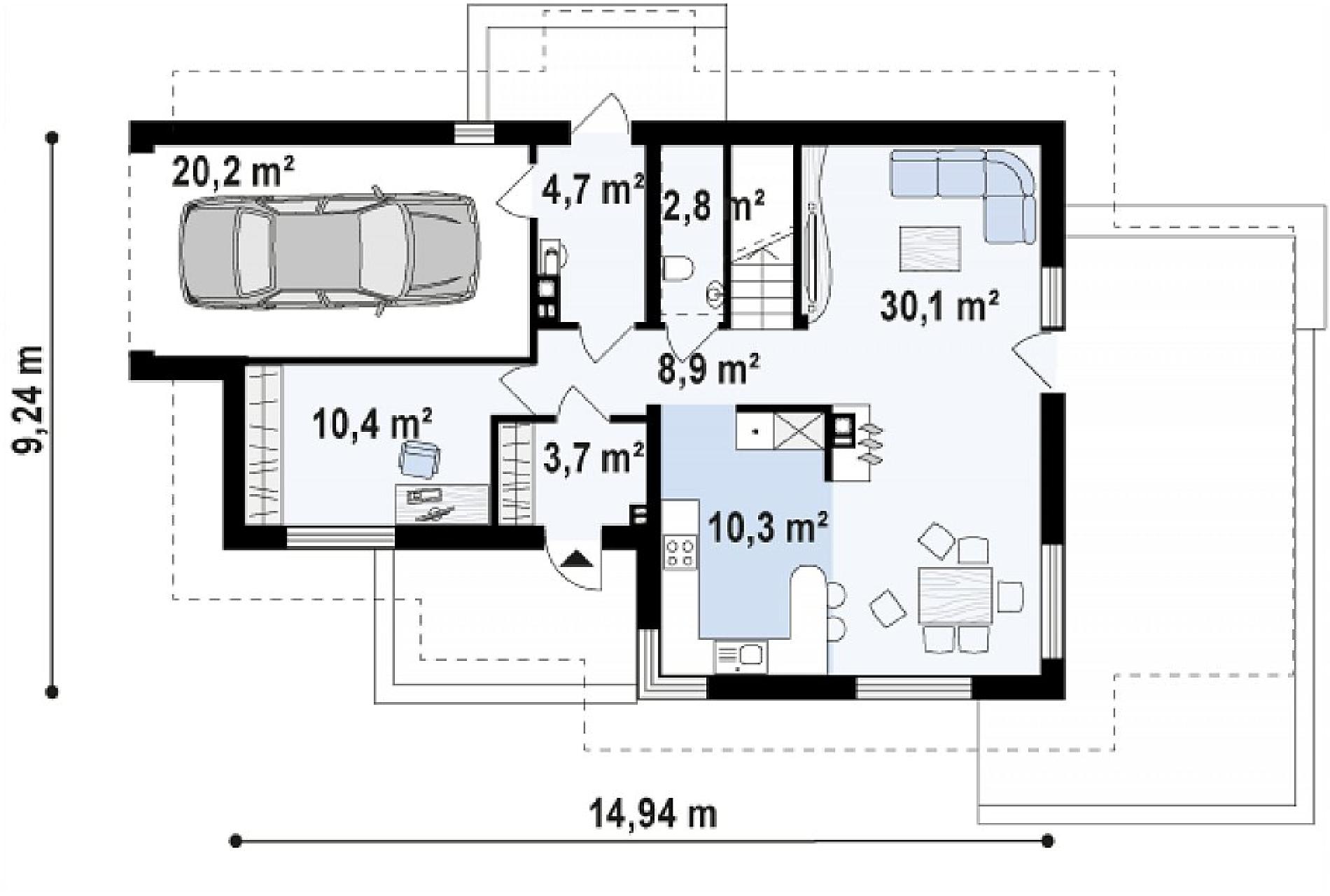 Планировка проекта дома №z150 gl Z150_GL_rzut1.png