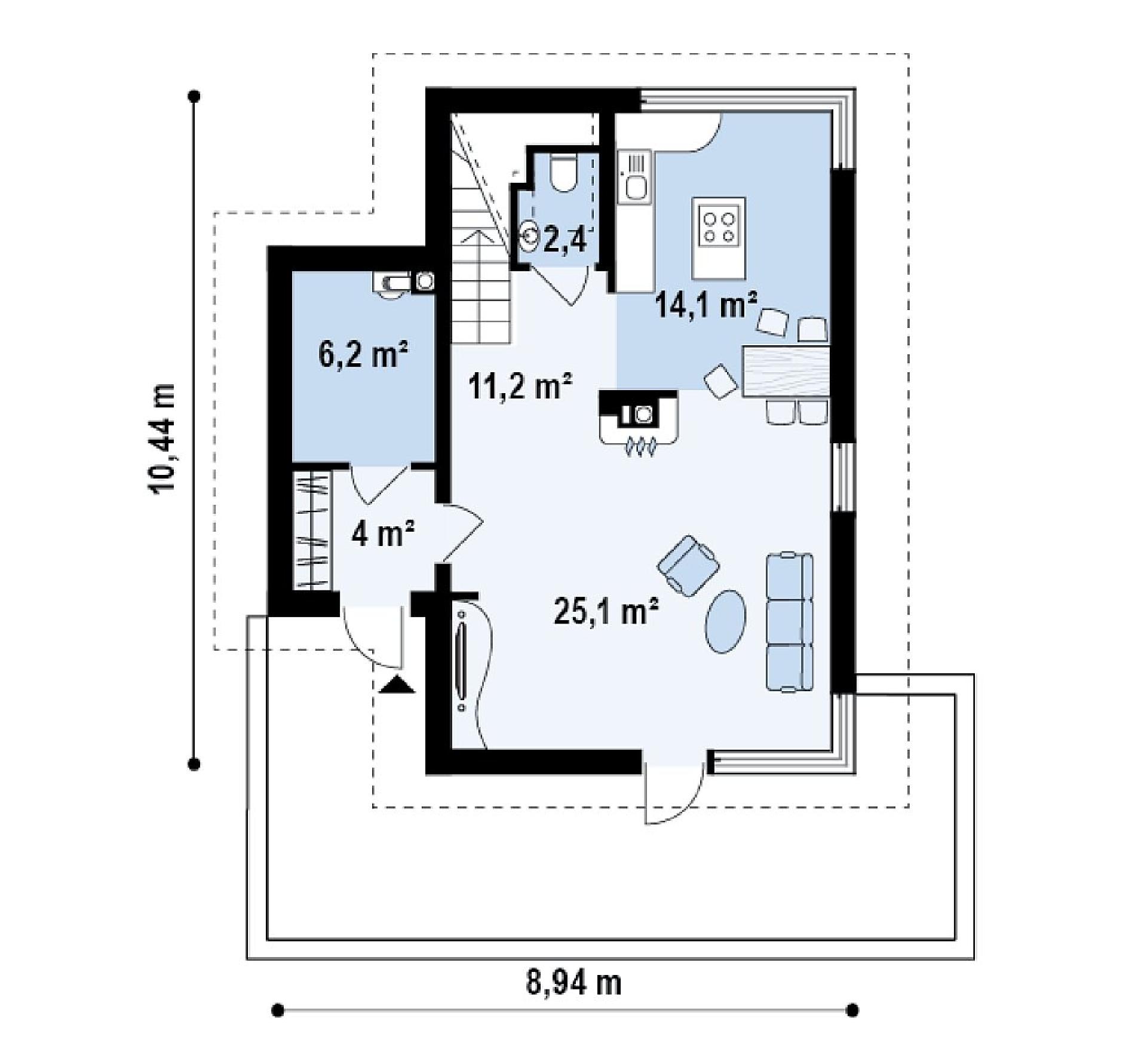 Планировка проекта дома №z155 Z155_rzut1.png