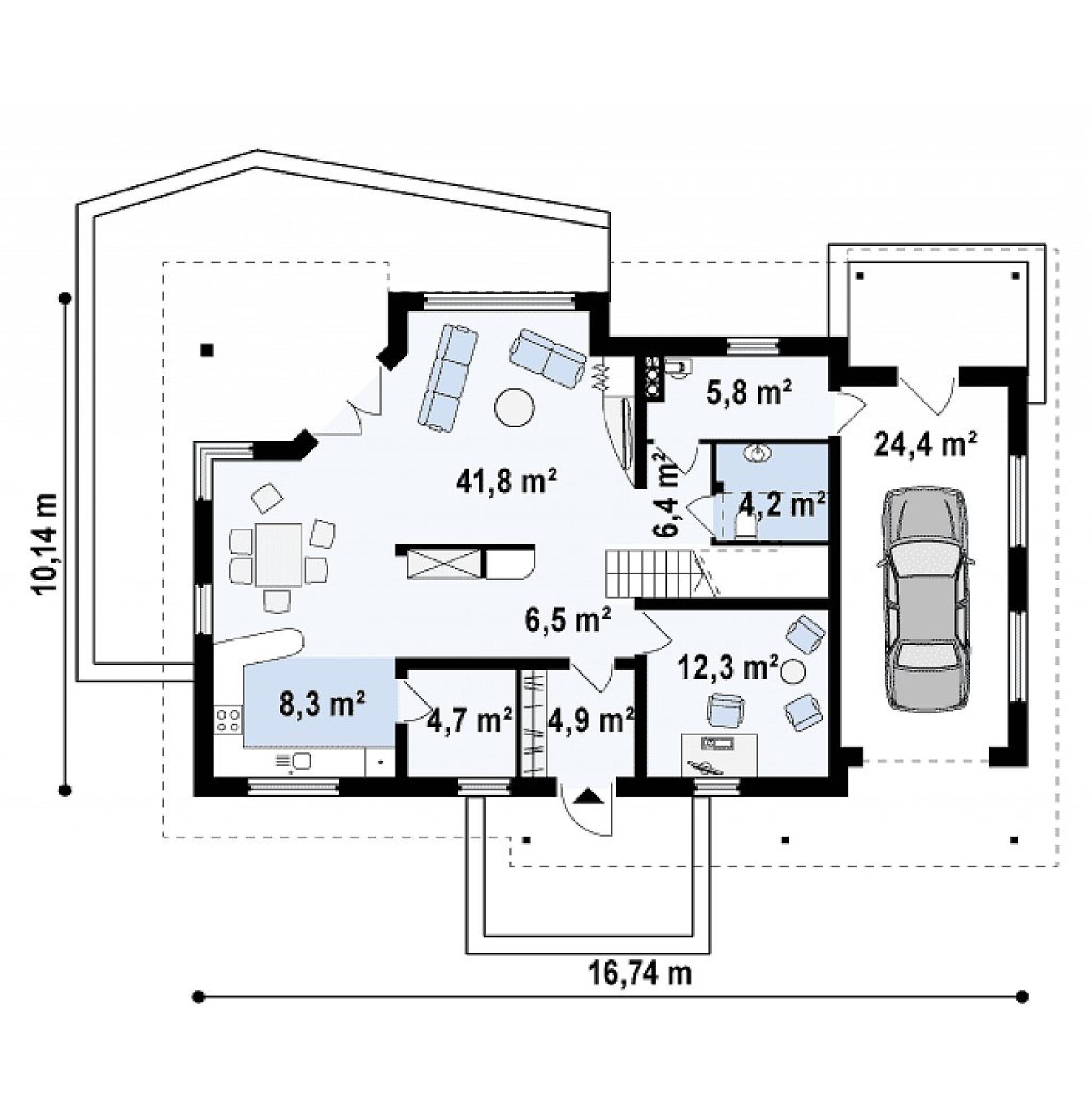 Планировка проекта дома №z160 Z160_rzut1.png