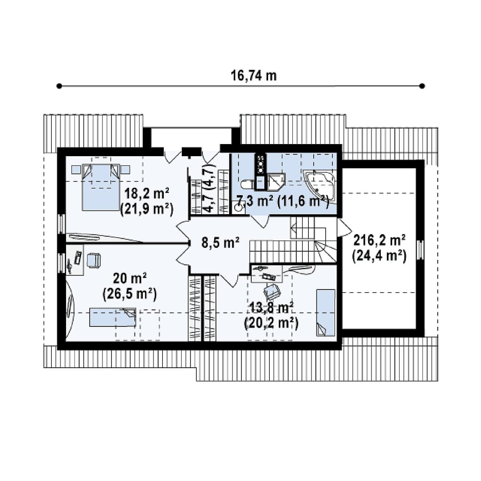 Планировка проекта дома №z160 Z160_rzut2.png