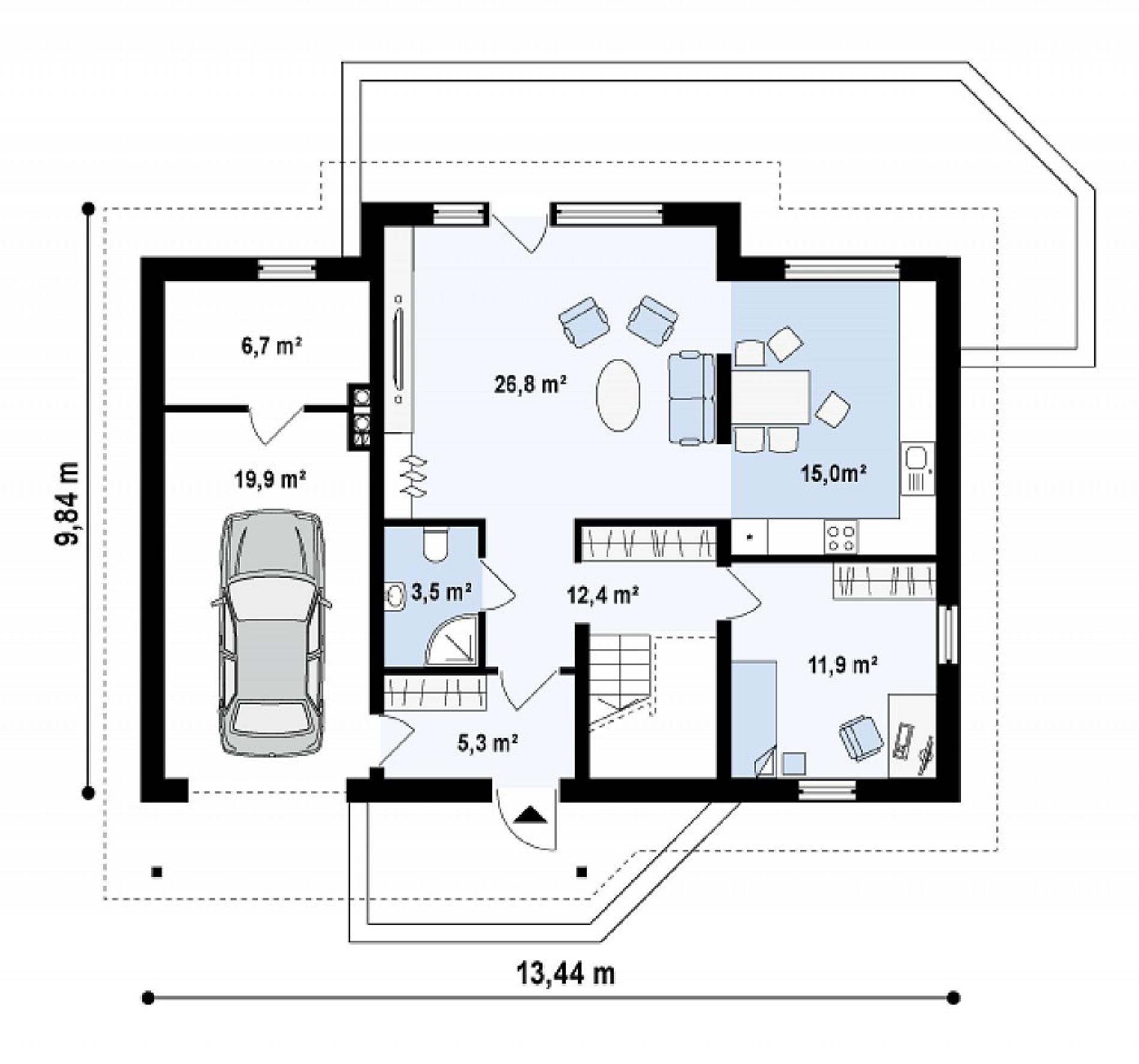 Планировка проекта дома №z170 Z170_rzut1.png