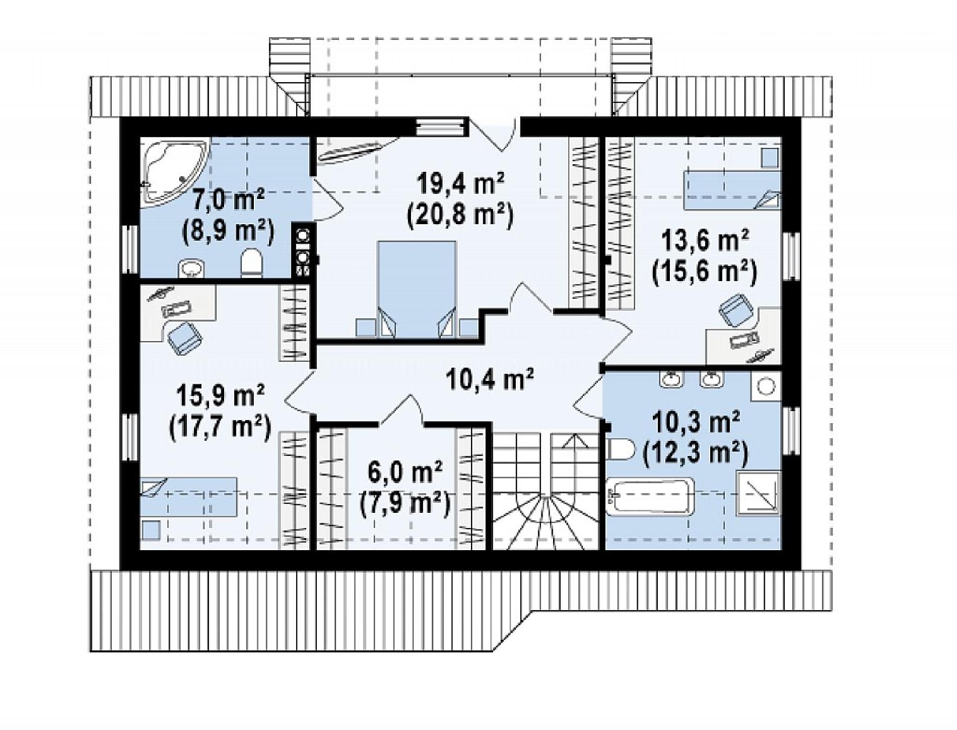 Планировка проекта дома №z170 Z170_rzut2.png