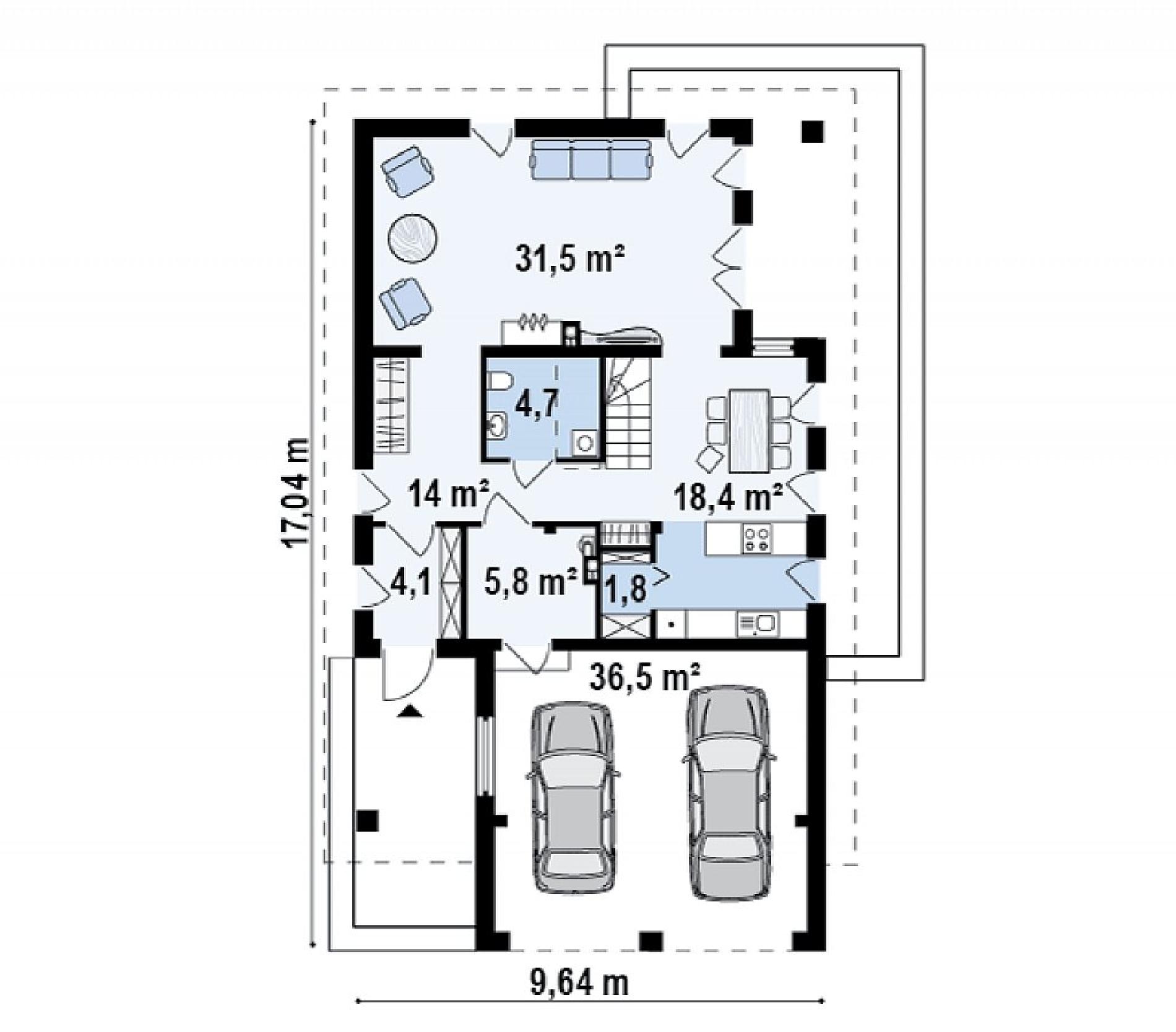 Планировка проекта дома №z198 Z198_rzut1.png