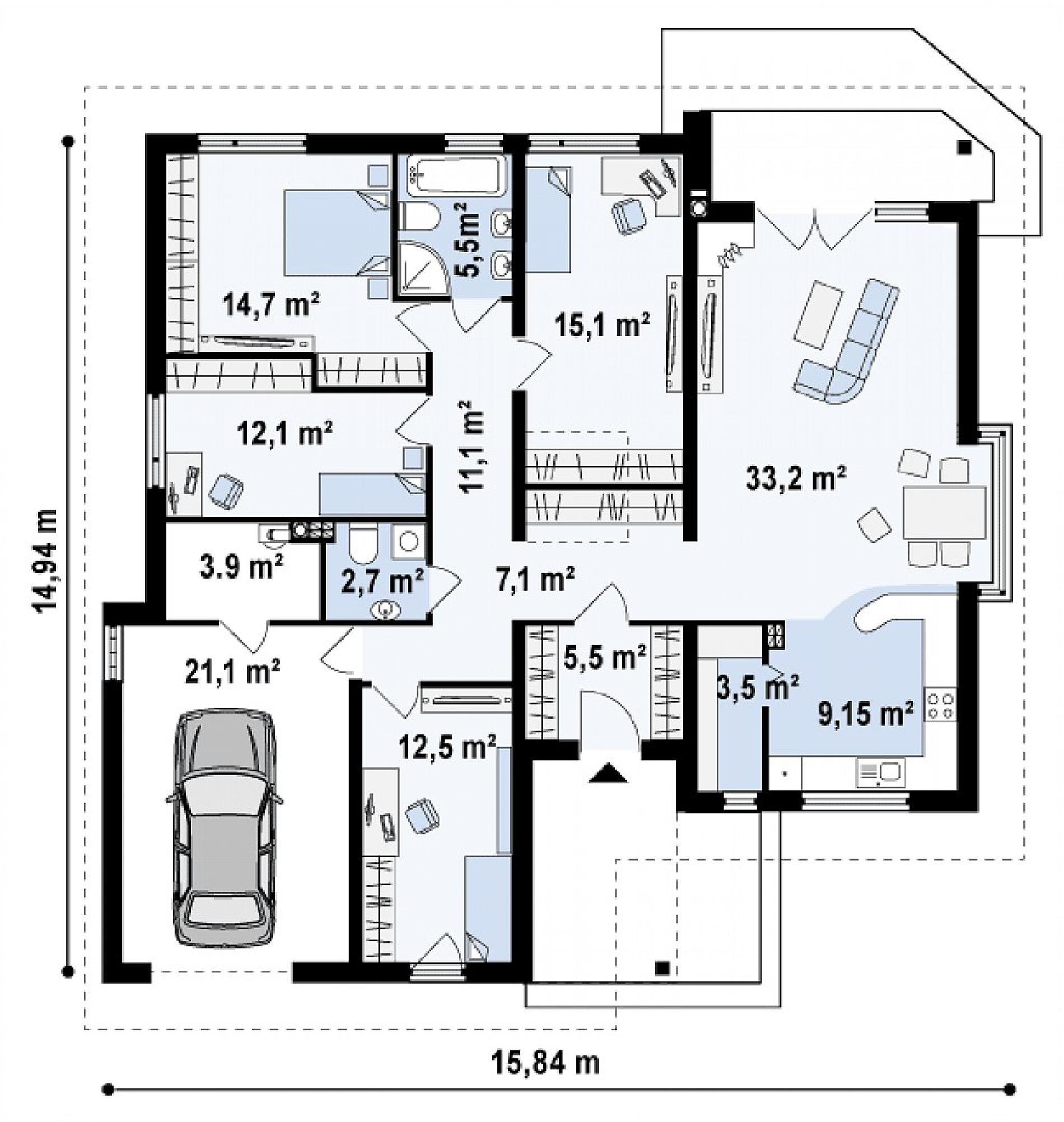 Планировка проекта дома №z205 Z205_rzut1.png