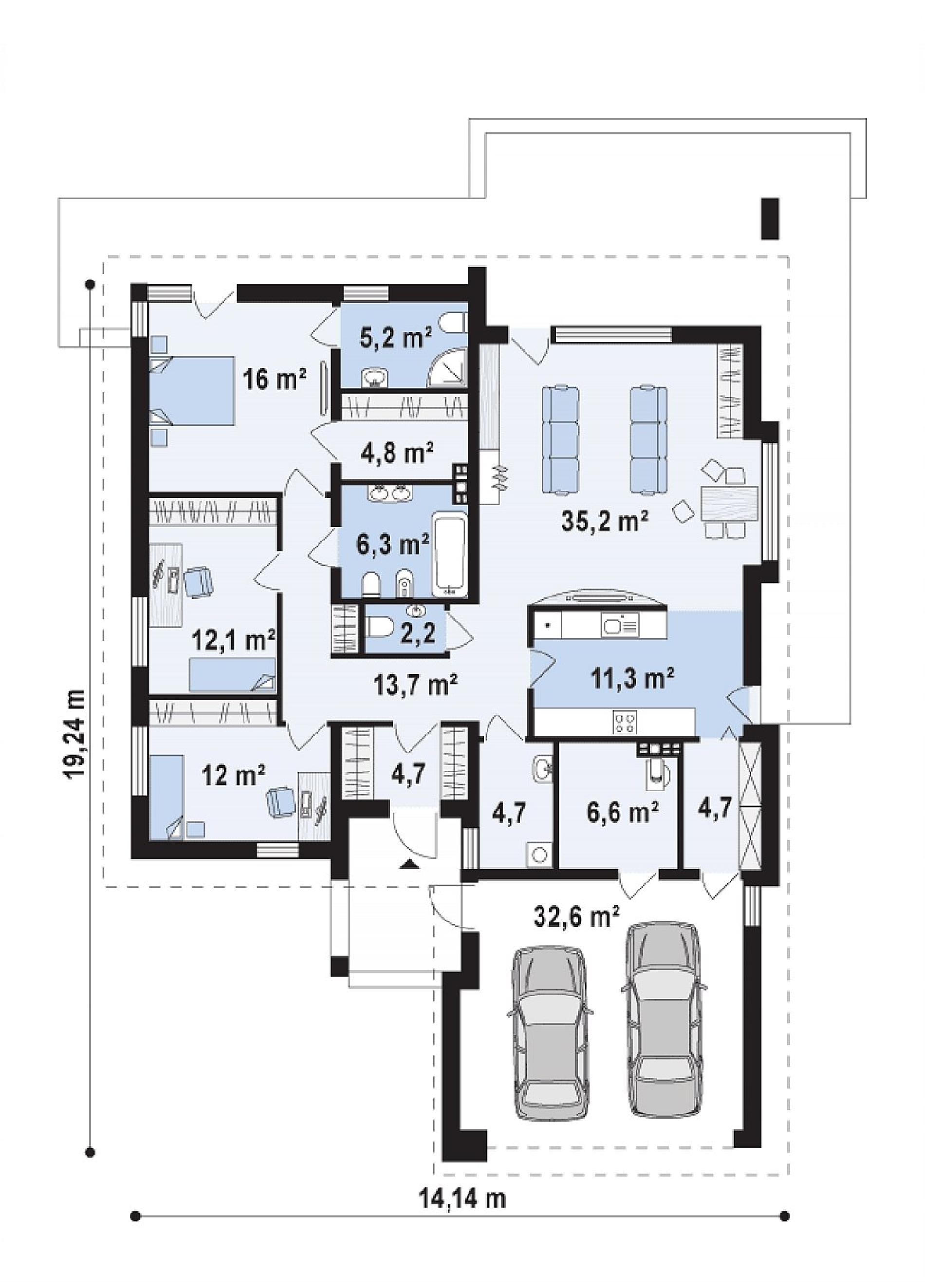 Планировка проекта дома №z206 Z206_rzut1.png