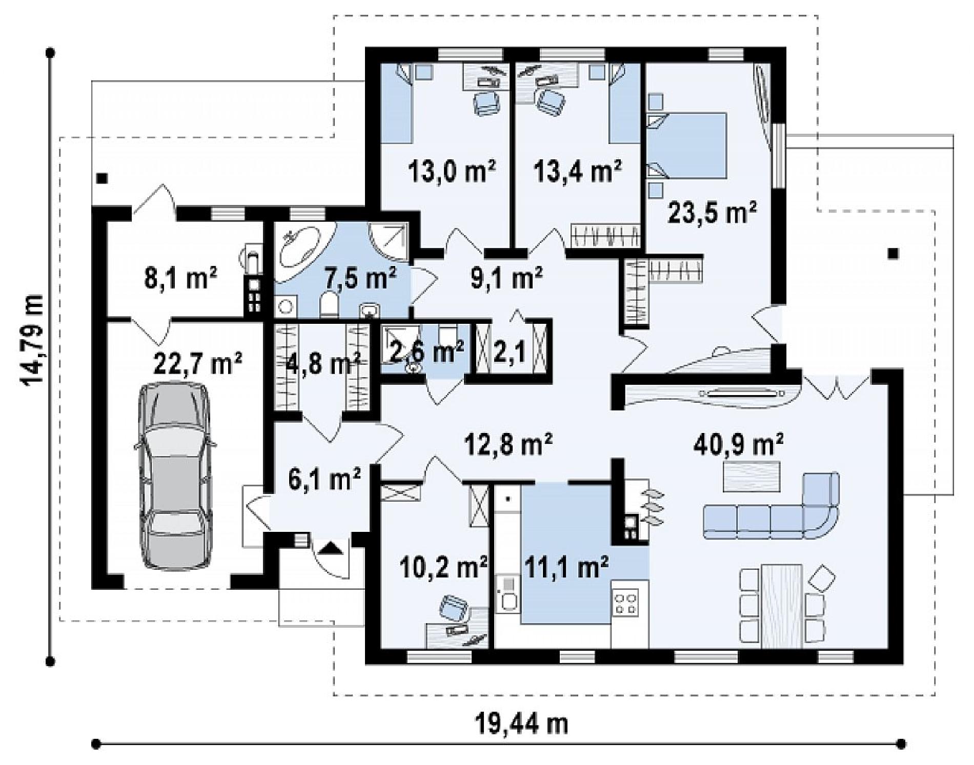 Планировка проекта дома №z22 Z22_rzut1.png