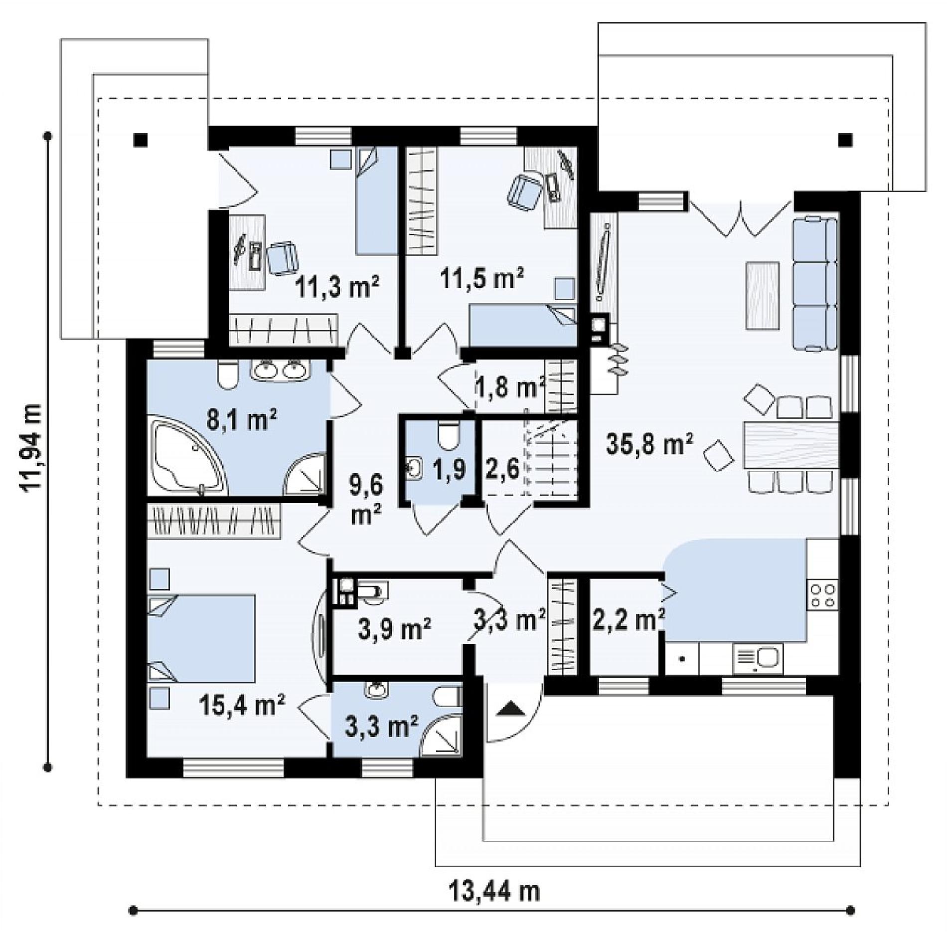 Планировка проекта дома №z230 Z230_rzut1.png