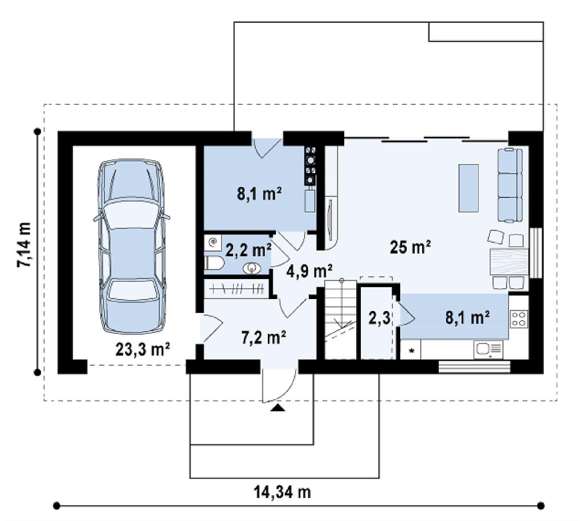 Планировка проекта дома №z232 Z232_rzut1.png