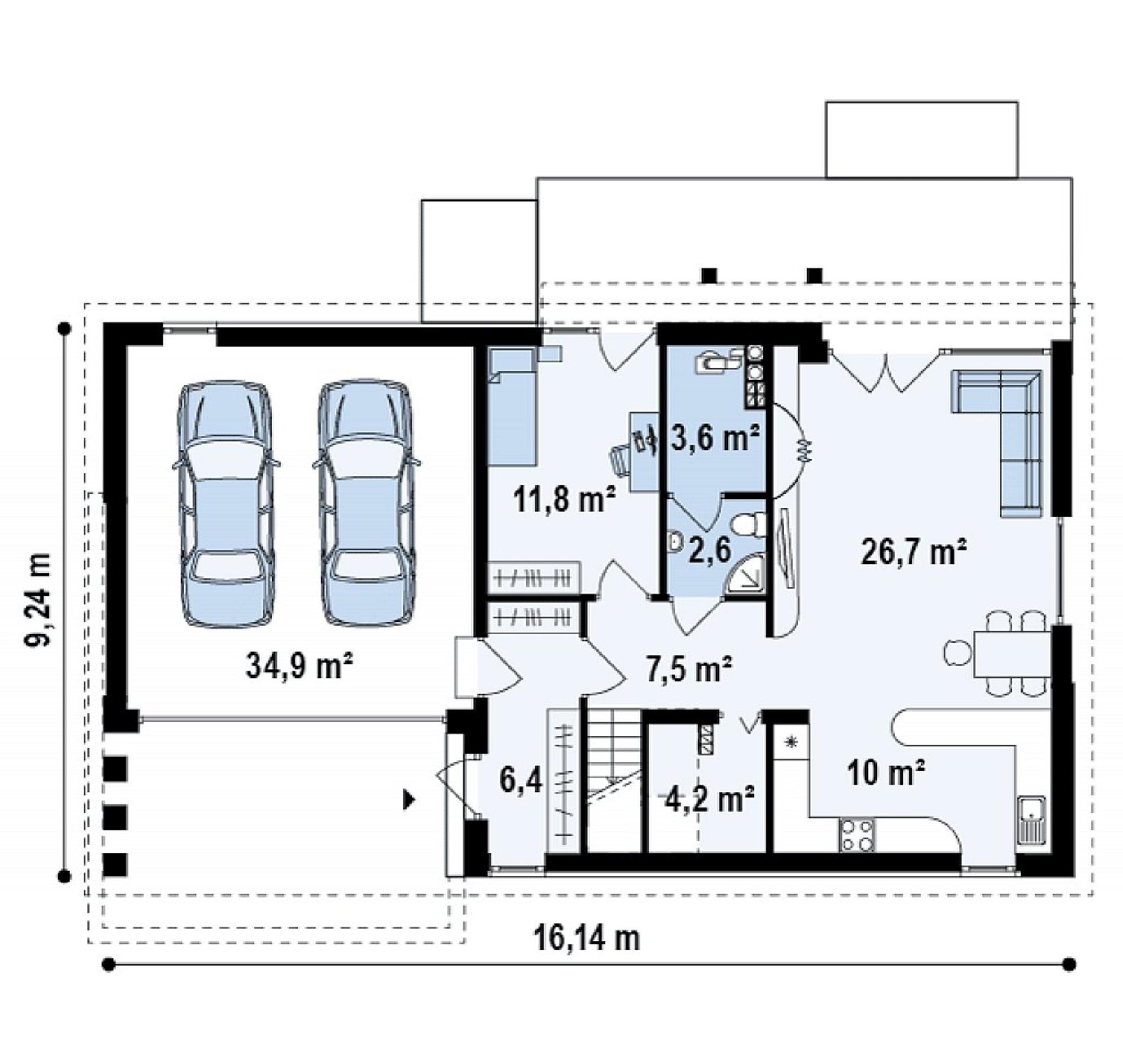 Планировка проекта дома №z238 Z238_rzut1_png.jpg