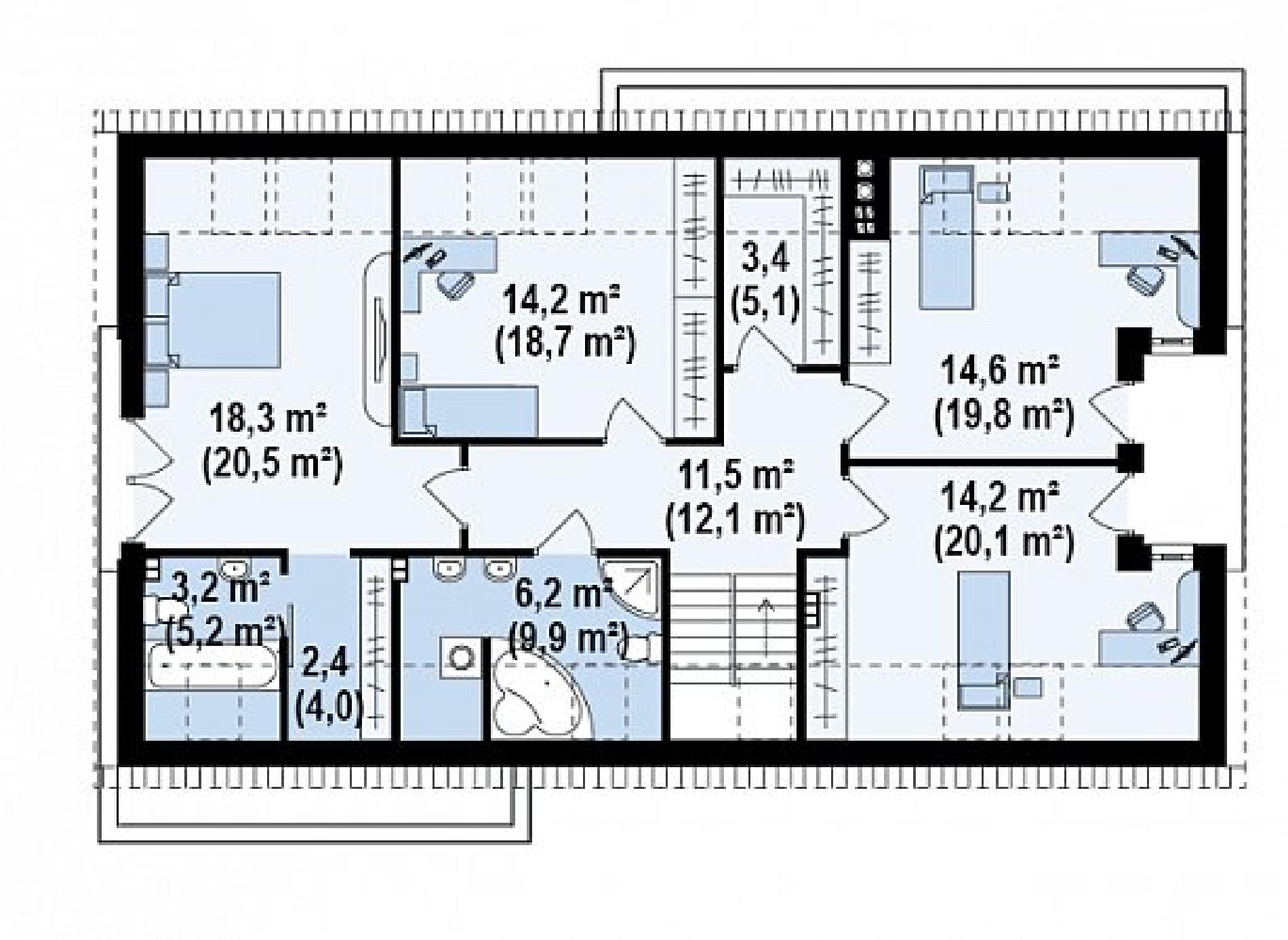 Планировка проекта дома №z238 Z238_rzut2_png.jpg