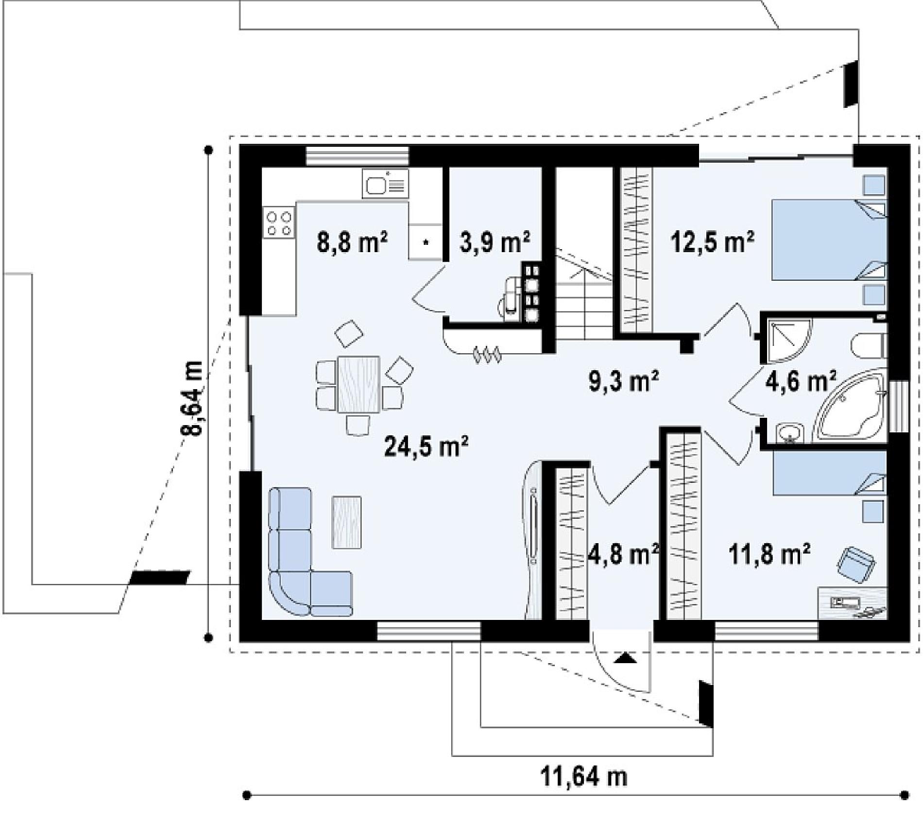 Планировка проекта дома №z255 Z255_rzut1.png